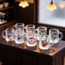 4pcs Merry Christmas Mini Cups, Featuring Santa Claus, Christmas Tree, Snowflake And Reindeer Designs. Perfect For Dollhouse Kitchen Decor, Suitable For BJD/OB11 And Blythe Mini Cup Props, Miniature Models, Miniature Home Scenes - A - View 5