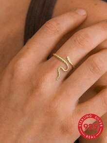 1pc S925 Sterling Silver Niche Design Personalized Dynamic Snake Wrap Open Ring For Women, Fashionable Low-Key Elegant Versatile Finger Ring For Daily Commute, Party, Holiday, Anniversary Gift - Snake - View 13