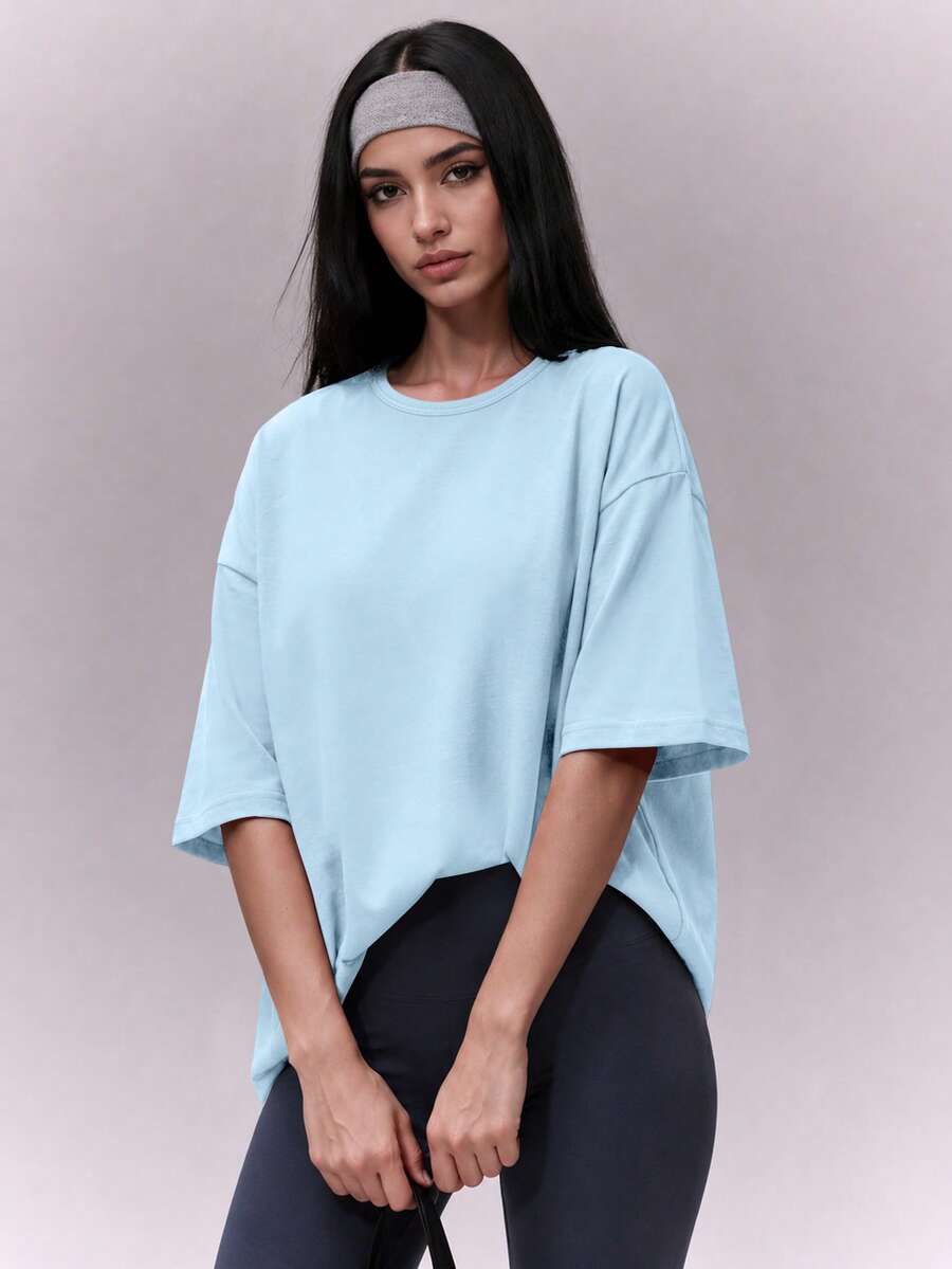 Speed mate Women's Casual Loose Round Neck Short Sleeve T-Shirt, Basic Sportswear Top, Spring/Summer