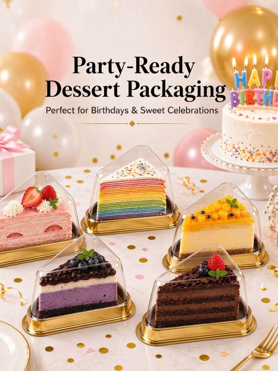 Triangle Cake Box With Spoon, 6-Inch And 8-Inch Clear Layered Cake ...