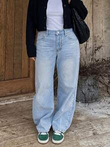Women's Retro Loose Boyfriend Straight Jeans Casual Spring Fall - Light Wash - View 7
