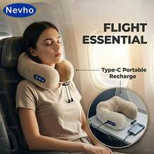 Nevho Portable U-Shaped Memory Foam Neck Massager Featuring 15-Min Smart Auto-Off Ergonomic Travel Pillow With Adjustable Toggle And Bi-Directional Kneading Type-C Rechargeable Massage Device Suitable For Commuting Reading And Home Relaxation - Brown - View 4