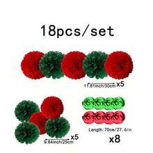26/18/5pcs Christmas Red & Green Paper Flowers, Snowflake Lanterns And Spiral Decorations Set, Holiday Ceiling Decor, Suitable For Christmas Events And Parties, Also Suitable For Home, Window And Store Decoration - Multicolor - View 14