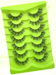 ENCHUW 7 Pairs Natural False Eyelashes Lashes With Clear Band Natural Look Fake Eyelashes Suitable For Parties - Black - View 5
