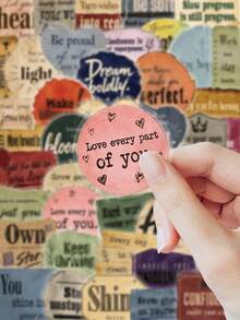 53Pcs Aesthetic Retro Positive Quote PET Stickers, Waterproof Inspirational Saying Decals, Journaling Scrapbook Sticker Set For Water Bottles Laptops Phone Cases Teens Adults - Inspirational Quotes - View 4
