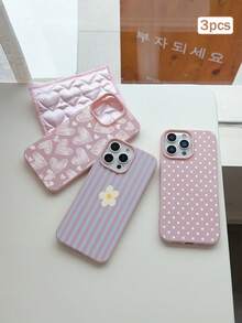 3件組條紋印花 TPU 防震全包覆精準保護殼，適用於 Apple 11/12/13/14/15/16/16Pro/16ProMax/17/17pro/17ProMax/18pro 18ProMax - 彩色 - 查看 4