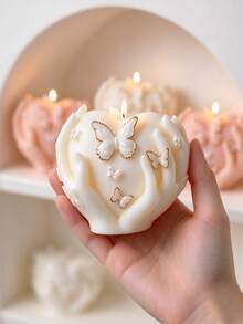 Hand-Holding Heart Butterfly Aromatherapy Candle Silicone Mold, Soft Silicone Material Easy To Demold, Suitable For DIY Aromatherapy Candles, Plaster Decor, Handmade Soap, Resin Jewelry - Butterfly Heart - View 6