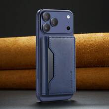 LC.IMEEKE 1pc PU Leather Magnetic Wallet Card Holder Stand MagSafe Accessory, Compatible With Phone 18 17 16 15 14 13 12 Pro/Pro Max/Plus/Mini - Royal Blue - View 3