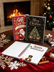 1本聖誕禮品卡書，裝訂式聖誕禮品卡收納相簿，附節日內頁卡，聖誕老人與聖誕樹圖案禮品卡（禮盒包裝） - 多款可選 - 查看 5