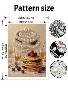 DIY Pearl Painting Kit, Berry Pancake Dessert Pattern, Frameless Wall Art Home Decor - A - View 6