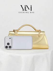 YMI STYLE Gold Fashion Luxury PU Leather Clutch, Snake-Shaped Handbag Design, Charming/Exquisite Wedding Clutch, Suitable For Evening Wear, Artificial Leather Design Handbag/Wedding/Ball, Equipped With Metal Chain, Showcasing Elegant Lady Style - Gold - View 4