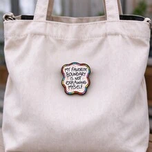 "My Favorite Boundary Is Not Explaining Myself" Quotes Enamel Pin, Colorful Wavy Quote Lapel Badge, Metal Brooch For Jacket Backpack Hat, Lovely Gift - Multicolor - View 11