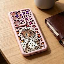 1pc Minimalist Cartoon Leopard Print TPU Shockproof Protective Phone Case, Fashionable Versatile Daily Use, Compatible With Galaxy S26/S25/S24/S23/Galaxy A17/A57/ Y17S/ A3X/ A40 And Honor 200/ Smart 8/ Hot 40i/ G22 Android Series Models - Pink - View 7