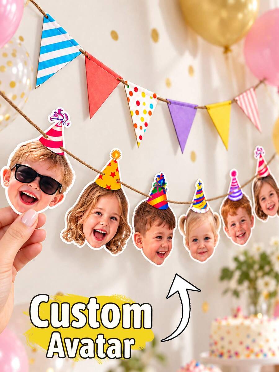 Custom Birthday Photo Banner,Colorful Party Garland,Personalized ...