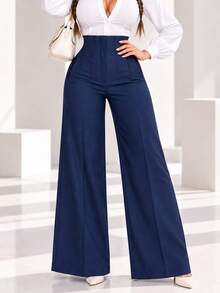 Women Suit Pants - Navy Blue - View 1