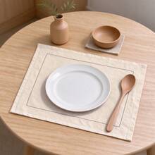 1/2/6pcs INS Style Minimalist New Chinese Square Frame Inner Stitching Tea Cloth Tea Table Mat Tea Set Photography Background Cloth Napkin Placemat - Multicolor - View 1