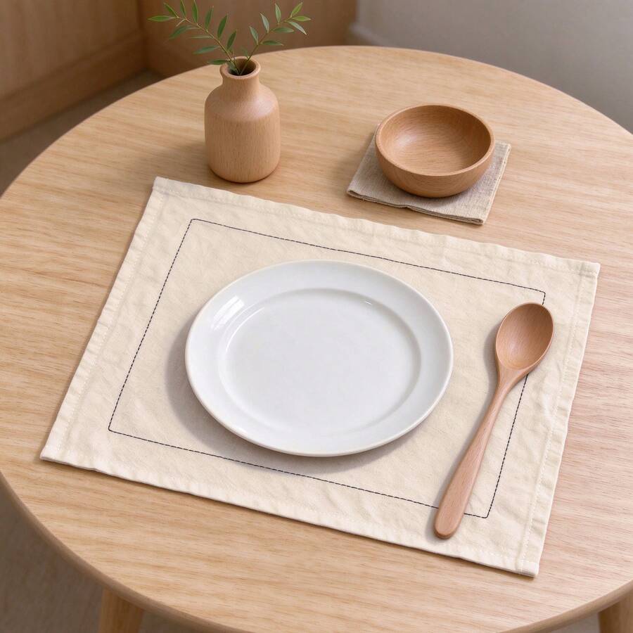 1/2/6pcs INS Style Minimalist New Chinese Square Frame Inner Stitching Tea Cloth Tea Table Mat Tea Set Photography Background Cloth Napkin Placemat - Multicolor - View 1
