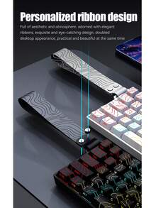 7KEYS IK68 60% Compact Wired Keyboard 68 Keys RGB Backlit Small Portable Office Computer Mechanical Keyboard With Contour Keycaps, Floating Design, Hot-Swappable, Detachable TYPE-C Cable, Compatible With Windows Tablet Laptop Gaming Black - IK68-black-contour - View 9
