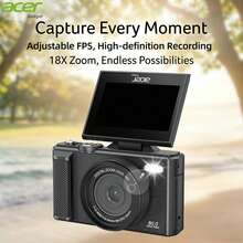 ACER Gadget S680 Digital Camera, 80MP Interpolated Pixels, 18x Digital Zoom, 180° Flip Screen, 3.0-Inch Display, No Memory Card Included, Portable Travel/Daily Vlog Camera For Beginners, Black - White - View 4
