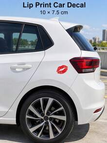 1pc Red Lip Print Car Window Sticker, Kiss Print Car Body And Glass Decor Decal, Cute Gift For Female Drivers And Car Enthusiasts, Suitable For Valentine's Day, Birthday And Daily Commute - A - View 8