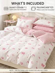 2/3pcs Pink Bow Pattern Duvet Cover Set, Bedding Set, Duvet Cover ...