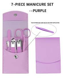 VCHOSE 4/7pcs Nail Care Set, Nail Clipper Set With High-End Nail Nipper, Single Slanted Edge Tool, Ear Pick, Facial Care Tools, With Portable Travel Bag - Multicolor - View 17
