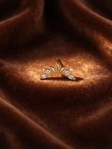 1pc Cubic Zirconia Stud Earrings, Suitable For Women's Date, Gathering, Party Wear - Yellow Gold - View 5