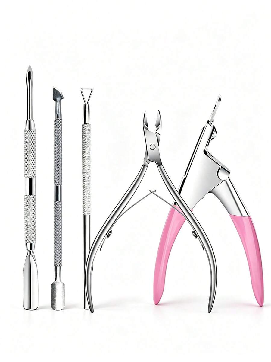 LIMEGIRL Professional Stainless Steel Nail Clippers Scissors Pliers Multi-Function Dead Skin Pusher Remover Manicure Care Tools - Multicolor - View 1