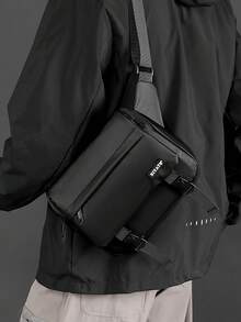 New Solid Color Nylon Material Flap Motorcycle Bag Men's Business Casual Crossbody Bag - Multicolor - View 2
