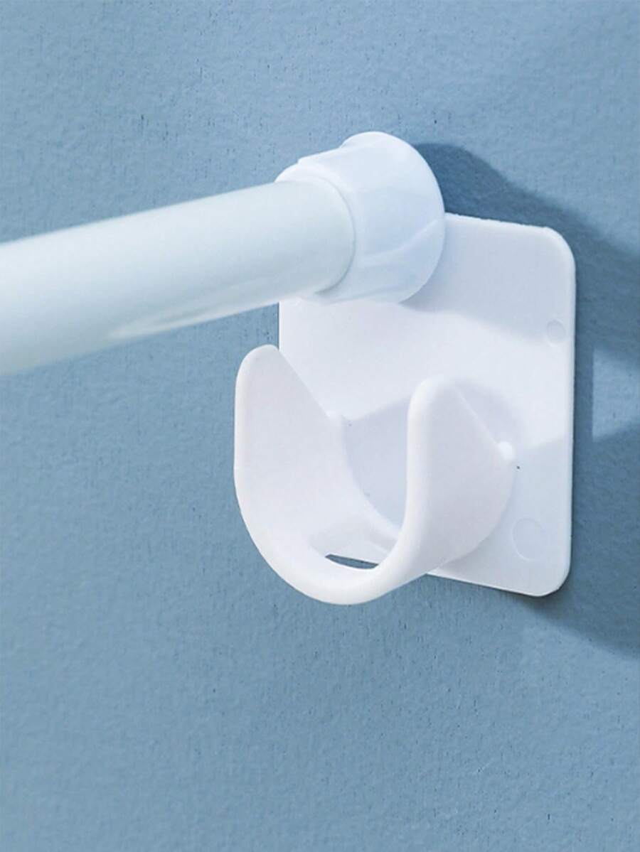 2pcs Curtain Rod Fixed Hooks Rod Clips No-Drill Door Curtain Telescopic Rod Adhesive Hooks - Multicolor - View 1