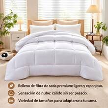 White Polyester Quilted Comforter With Square Pattern, Soft Breathable Duvet Insert, Available In 160x220cm, 180x220cm, 220x220cm And 220x240cm - White - View 3
