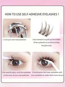120pcs C-Curl Flared False Eyelashes, Segmented Built-In Adhesive Strip, Brown Realistic Lashes, Suitable For Beginners, Daily Wear, With Adhesive Strip, Can Extend Lashes - C - View 6
