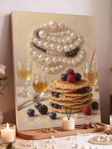 DIY Pearl Painting Kit, Berry Pancake Dessert Pattern, Frameless Wall Art Home Decor - A - View 2