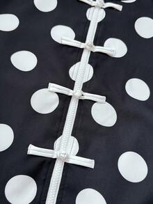 Women's Fashion Polka Dot Print Casual 2 Pieces Set - Black - View 5