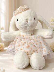 1pc Cute Rabbit Plush Doll, Floral Dress Bunny Doll, Countryside Style, Holiday Gift, Easter - Multicolor - View 8