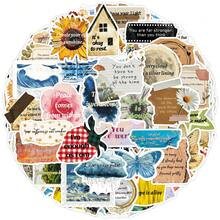 50pcs Vintage Inspirational English Art Fresh Healing Ins Style Distressed Decorative Stickers For Scrapbooking - View 5