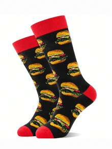 1/4 Pair Delicious Food Print Socks, Comfortable Breathable Mid-Calf Socks, Fun Daily Wear - Multicolor - View 14
