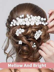 Mother Of The Bride Wedding Hair Accessories Silver 3 Hair Combs + 2 Hairpins,Haircomb - Multicolor - View 3