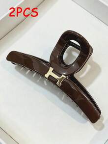 2pcs Women's Exquisite Hair Clips, Multi-Functional Styling, Suitable For Daily Wear, Office And Special Occasions, Non-Slip Summer Hair Clips - Brown - View 5