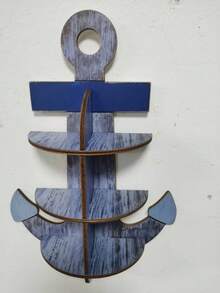 Mediterranean Vintage Style Wooden Anchor Shaped Wall-Mounted Multi-Layer Storage Shelf Home Decor - Multicolor - View 6