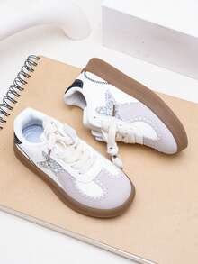 Unisex Kids Fashion Slip-On Hook & Loop Athletic Shoes, Versatile Back-To-School Sneakers, Suitable For All Seasons And Outdoor Activities - Beige - View 2