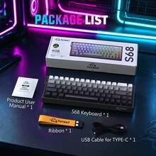ATTACK SHARK*FREEWOLF S68 68-Key Gaming Keyboard, 60% Compact Wired Keyboard, PBT Keycaps With Side Print, Silent Membrane Switches, 16 Million Color RGB Backlight, Ergonomic Design, USB Interface Compatible With PC And Mac - View 7