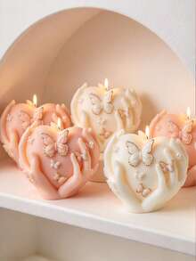Hand-Holding Heart Butterfly Aromatherapy Candle Silicone Mold, Soft Silicone Material Easy To Demold, Suitable For DIY Aromatherapy Candles, Plaster Decor, Handmade Soap, Resin Jewelry - Butterfly Heart - View 5