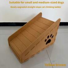 New Pet Ramp (Suitable For High Beds And Sofas) - Felt Cat And Dog Climbing Ladder With Comfortable Hidden Cat Bed And Cute Paw Print Perforated Safety Ramp. Joint Friendly, Suitable For Elderly Dogs, Puppies, And Cats - Multicolor - View 8