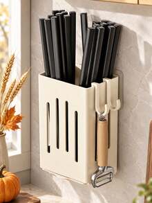 1pc Kitchen Utensil Storage Rack, Spoon & Chopstick Draining Holder, Multi-Functional Self-Draining Storage Box, Home Chopstick Holder, Can Store Knives, Forks, Spoons And Other Tableware. Built-In Draining Structure, Quickly Drains Water, Keeps Tableware Dry And Hygienic. Compact Space-Saving, Suitable For Wide Range Of Scenarios, Kitchen, Bathroom, Living Room. Simple Design, Combines Storage And Home Decor, Essential Home Item. Flexible Placement, Easy Installation - Multicolor - View 12