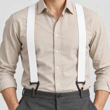 1pc Solid Color Elastic Strap Suspenders 4-Clip All Season Men's - A - View 5