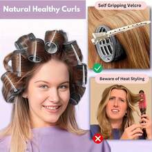 12 Pcs Rollers Hair Curlers , Large Medium Small Self Grip Hair Rollers With Rollers 12pcs Clips And 1 Cosmetic Bag And1pcWide Tooth Comb For Curls - Multicolor - View 9