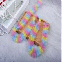 1 Yard Rainbow Double Layer Ruched Fluffy Tulle Light Color Gradient Transparent Mesh Lace Trim, Suitable For DIY Clothing, Party Dresses, Headbands And Hair Accessories - A - View 5