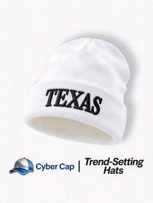 1pc Funny Letters TESAS Embroidered Knit Beanie, Y2K Streetwear Style Warm Unisex Knitted Hat - Multi-color - View 6
