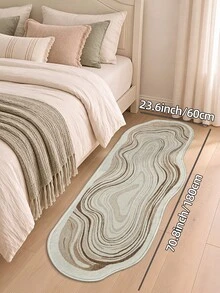 DAJIANG 1pc Cream Asymmetrical Wavy Edge Wool Rug Runner, Suitable For Bathroom, Kitchen, Outdoor, Indoor, Hallway, Bedroom, Living Room, Bedside, Machine Washable, Easy To Clean, Non-Slip Bottom, Suitable For Bedroom Decor, Bathroom Decor, Room Decor, Outdoor Decor - Multicolor - View 20